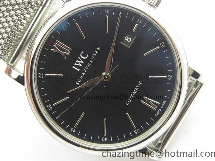 MIROTIME 0405 FastDry Portofino IW356501 SS V3 MK 1:1 Best Edition Black Dial On SS Mesh Bracelet MIYOTA 7195